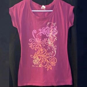 💞 Junior's Size Large Pink Hawaiian Floral Tee Shirt